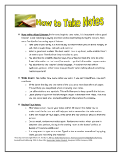 How to Be a Good Listener: Before you begin to take notes, it is