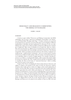 democracy and religious communities: the riddle of pluralism