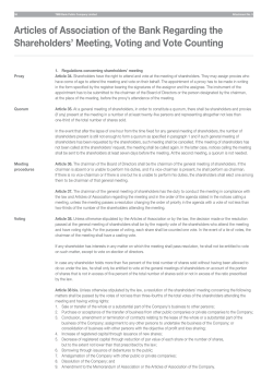 Articles of Association of the Bank Regarding the Shareholders
