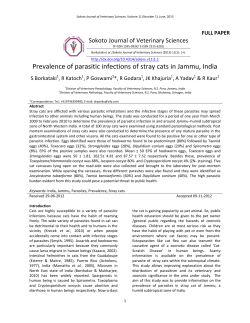 Prevalence of parasitic infections of stray cats in Jammu, India