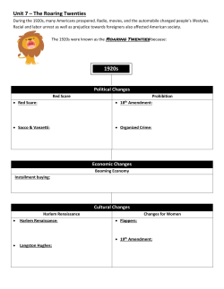 Unit 7 &ndash; The Roaring Twenties 1920s