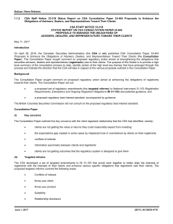 CSA Staff Notice 33-319 - Ontario Securities Commission