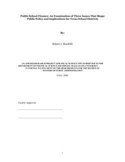 Public School Finance: An Examination Of