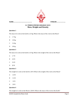Mass, Weight and Density