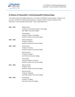 A History of Chancellor`s Commonwealth Professorships