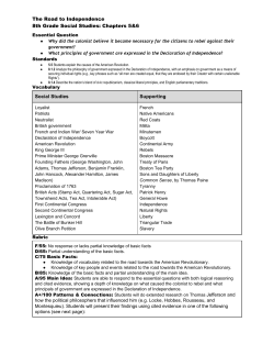 The Road to Independence 8th Grade Social Studies