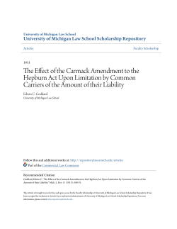 The Effect of the Carmack Amendment to the Hepburn Act Upon