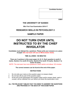 C8891 Research Skills in Psychology 2 sample paper 2016-17