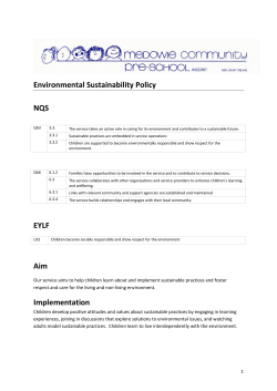 Environmental Sustainability Policy NQS EYLF Aim Implementation