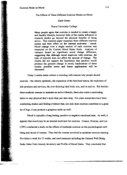 The Effects of Three Different Exercise Modes on Mood