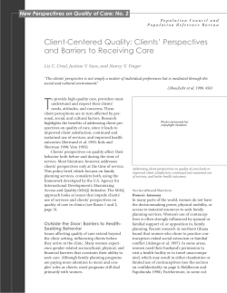 Client-Centered Quality - Population Reference Bureau
