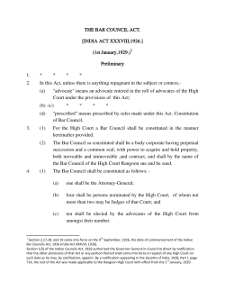 THE BAR COUNCIL ACT. [INDIA ACT XXXVIII,1926.] (1st January