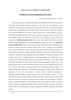 INTELLECTUAL PROPERTY RIGHTS (IPR) &ldquo;Trademark as a tool for