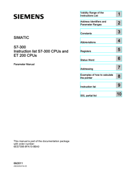 Instruction list S7-300 CPUs and ET 200 CPUs