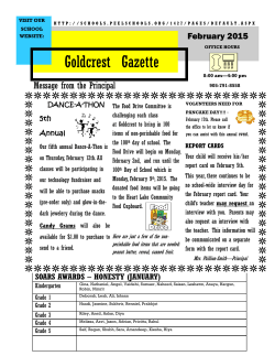 Goldcrest Gazette - Pages - Peel District School Board