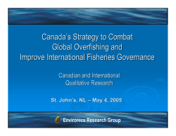 Canada`s Strategy to Combat Global Overfishing and Improve