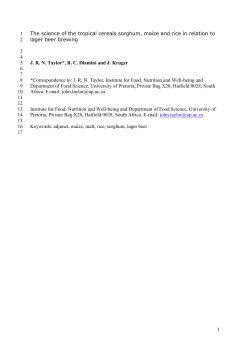 1 The science of the tropical cereals sorghum, maize and rice in