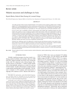 Malaria successes and challenges in Asia pdf, 335kb