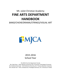 MJCA Fine Arts Handbook - Mt. Juliet Christian Academy