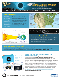 Total Solar Eclipse What will you be able to see? WGBH and PBS
