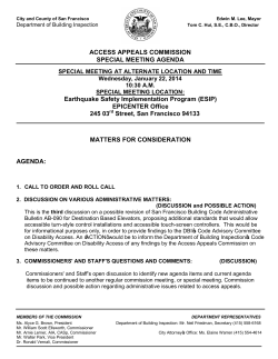 ACCESS APPEALS COMMISSION SPECIAL MEETING AGENDA