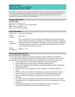 Geoffrey B. Elliott ENGL 135: Advanced