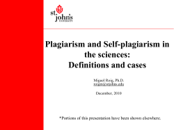 Plagiarism (and self-plagiarism)