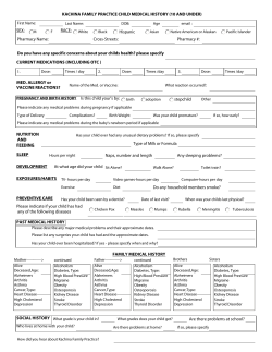 KACHINA FAMILY PRACTICE CHILD MEDICAL HISTORY (10 AND