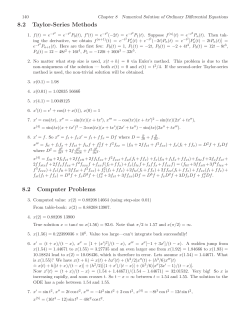 8.2 Taylor-Series Methods 8.2 Computer Problems