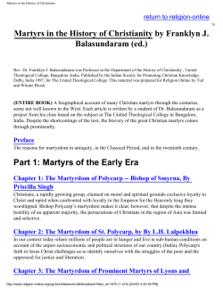 Martyrs in the History of Christianity