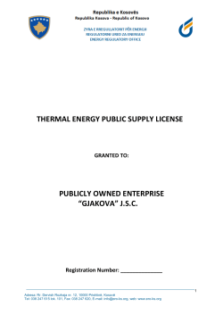 Thermal Energy Supply License ( Gjakova JSC.)