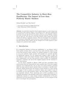 The Impact of Less than Perfectly Elastic Markets