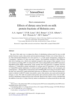 Effects of dietary urea levels on milk protein fractions of