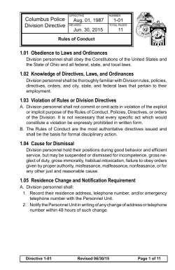 1.01 Obedience to Laws and Ordinances 1.02