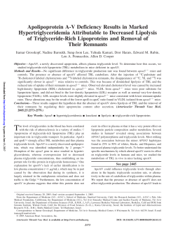 Apolipoprotein A-V Deficiency Results in Marked