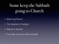 "Some Keep the Sabbath Going to Church" and