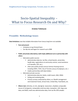 Socio-‐Spatial Inequality &ndash; What to Focus Research On and Why?