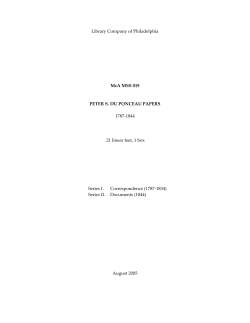 Library Company of Philadelphia McA MSS 019 PETER S. DU