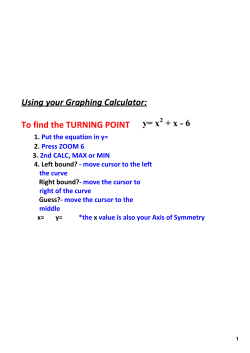 Using your Graphing Calculator: To find the TURNING POINT y= x +