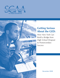 Getting Serious About the GED - Schuyler Center for Analysis and