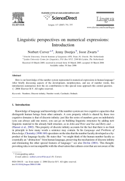 Linguistic perspectives on numerical expressions: Introduction