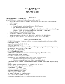 JEAN WITHEROW, Ph.D. 212-M Allen Hall Baton Rouge, LA 70803