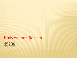 1920s -- Nativism and Racism