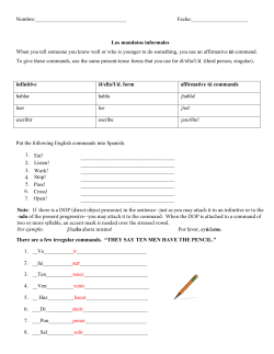 Los mandatos informales When you tell someone you know wel