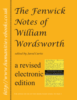The Fenwick Notes of William Wordsworth - Humanities