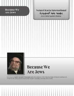 Because We Are Jews - Orthodox Jews United Against Zionism