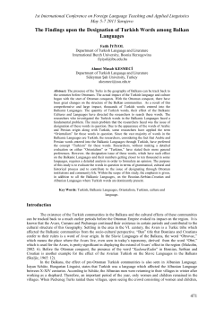 The Findings upon the Designation of Turkish Words among Balkan