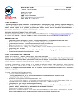 SYLLABUS: Sculpture I