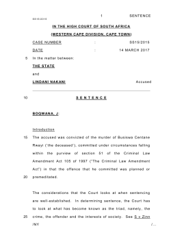 1 SENTENCE /NY /... IN THE HIGH COURT OF SOUTH AFRICA
