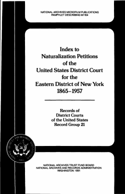Index to Naturalization Petitions of the United States District
